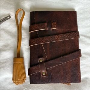 Portland Leather Goods bundle medium wrap journal and Pom Tassel
